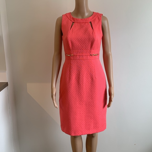 Tahari by Arthur S. Levine coral tailored dress size :2 - Picture 2 of 11